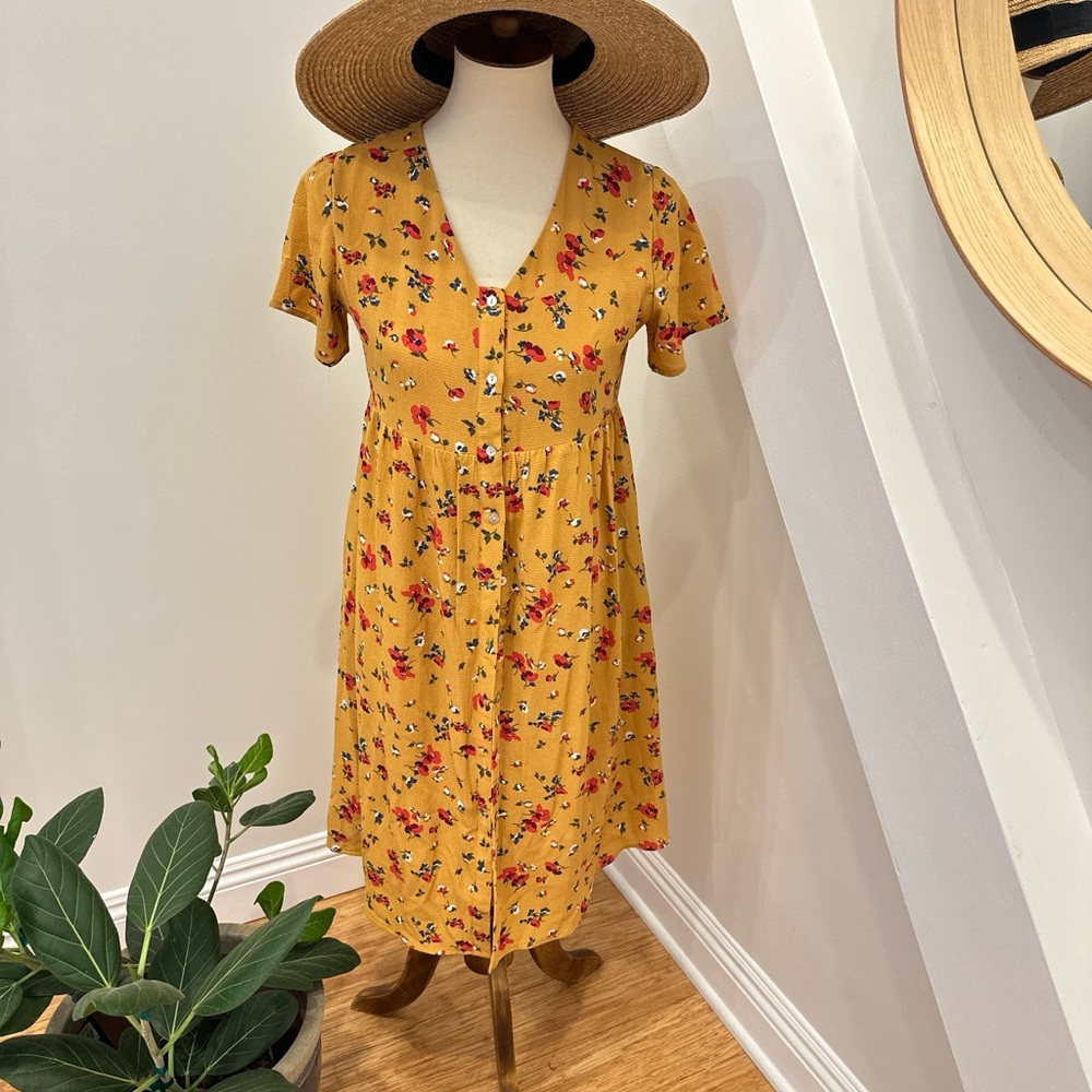 Roolee Floral Yellow Dress with pockets!